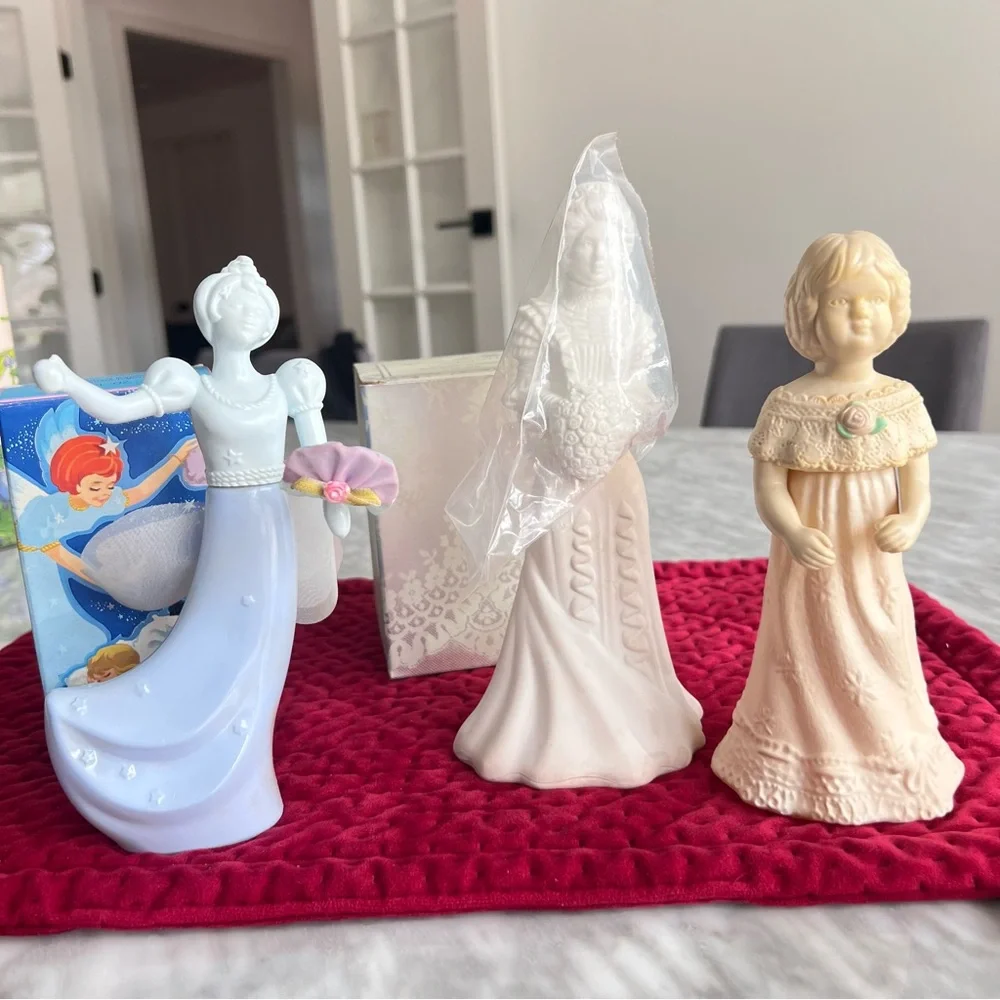 Vintage AVON Glass + Plastic Figurine Bottles - 7”-8”